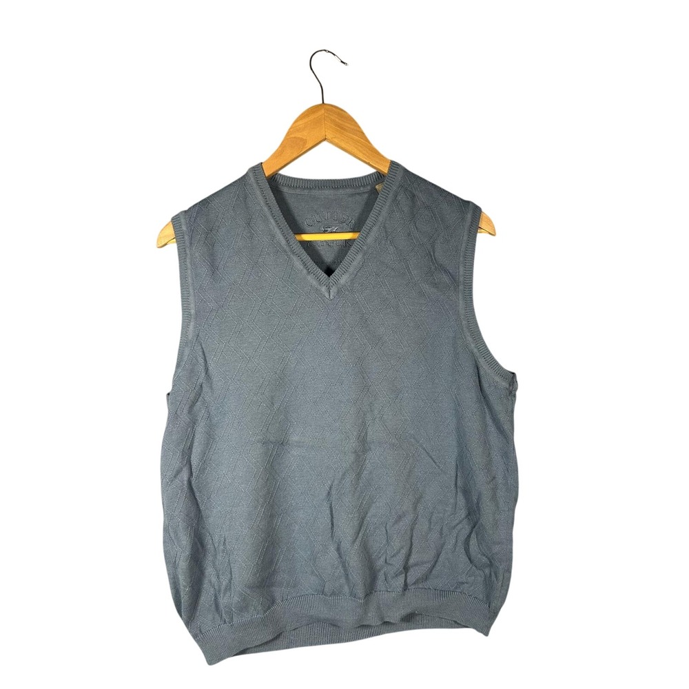 Cutter &‎ Buck V Neck Argyle Sweater Vest Blue Academia Bookish M/M Mens